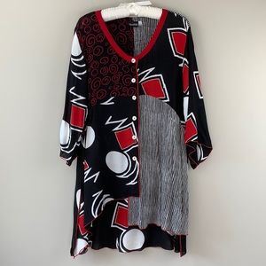 Iguana Button Down Tunic Coverup Kaftan